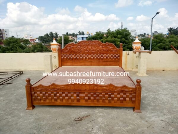Solid teak King size carving diamond cot