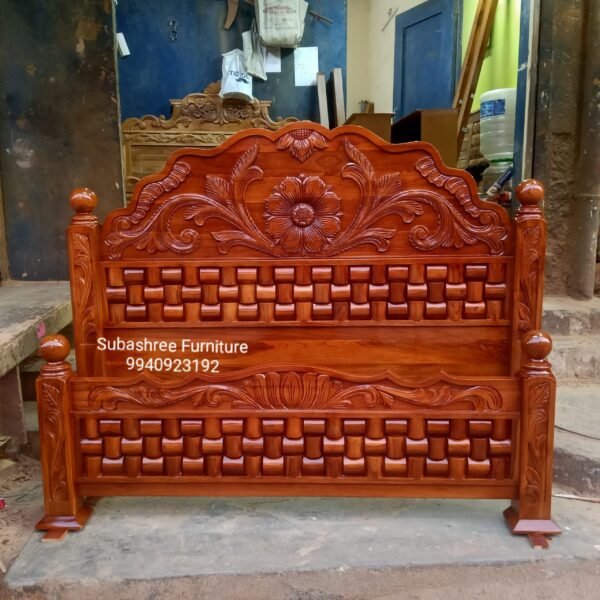 Queen size Teak wood new carving design cot
