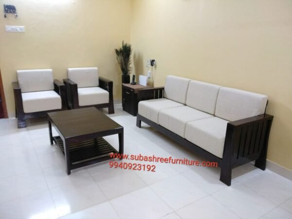 Trendy wooden sofa set with big cushion