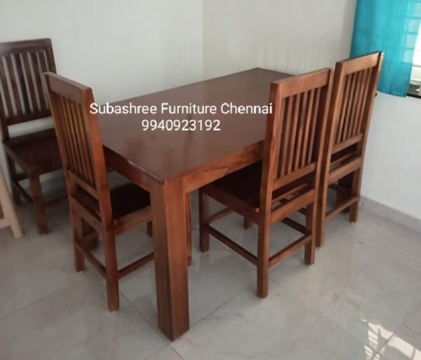Teak wood dining set 4 seater simple design