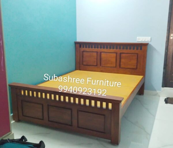 Prince model queen size teak finish wooden cot