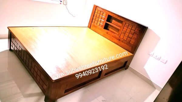Teakwood hydraulic  storage cot queen size