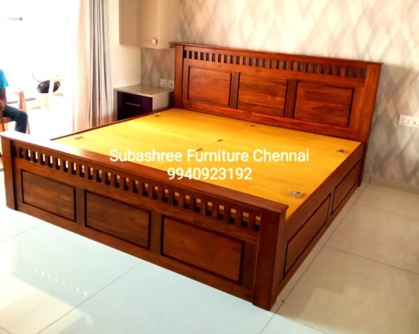Teakwood cot king size bottom storage prince model
