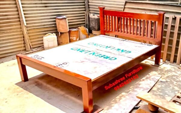Simple design cot queen size teak wood