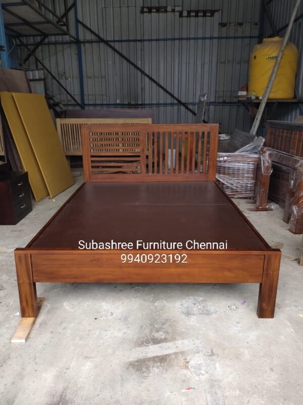 Teak wood simple design light weight cot queen size