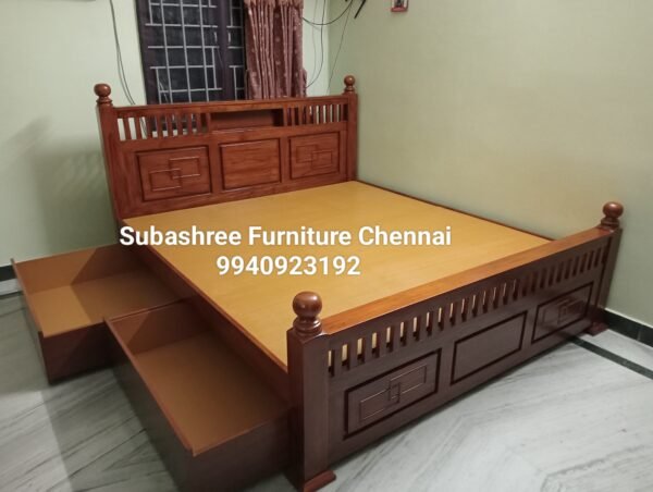 Teakwood heavy kadasal king size storage cot