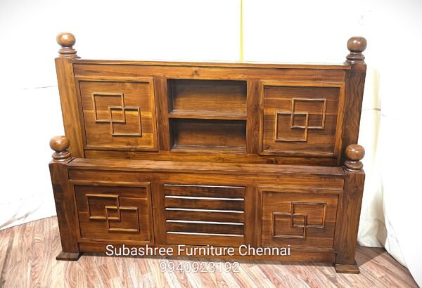 Teakwood Queen size head storage cot