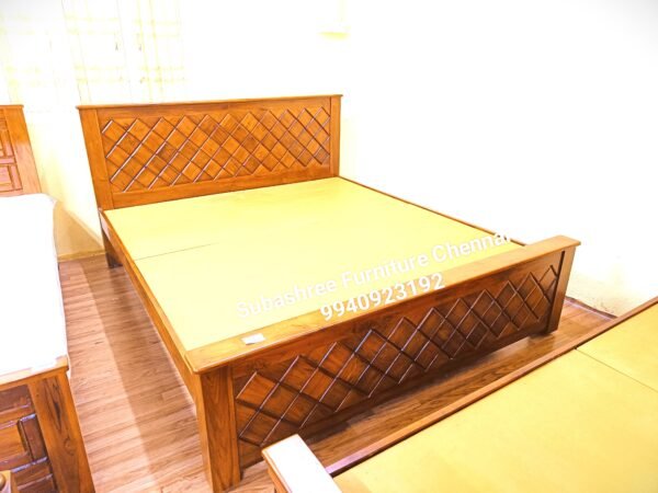 Teakwood king size Square design cot heavy weight