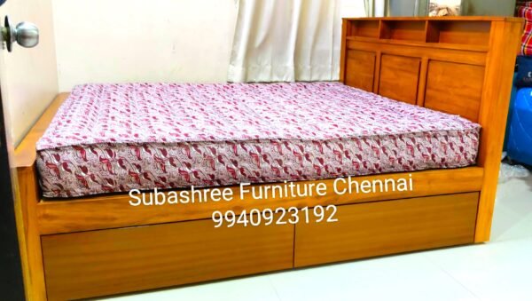 Teak wood cot simple and strong with head storage with storage