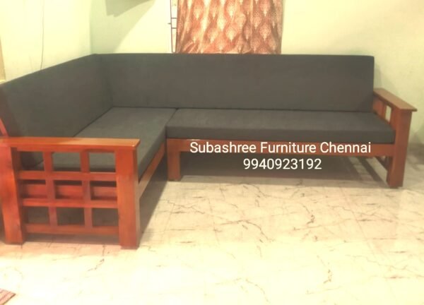 Teak wood corner sofa / L sofa design