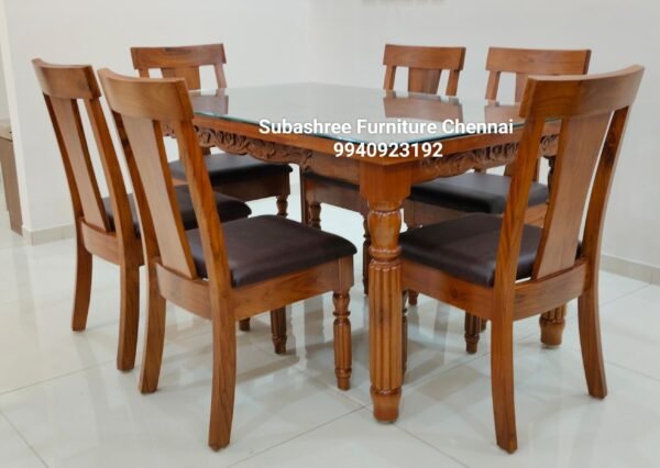 Elegant look dining table six seater Benin teakwood